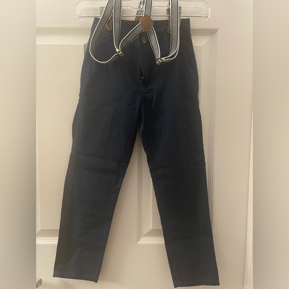 Navy Pants With Suspenders